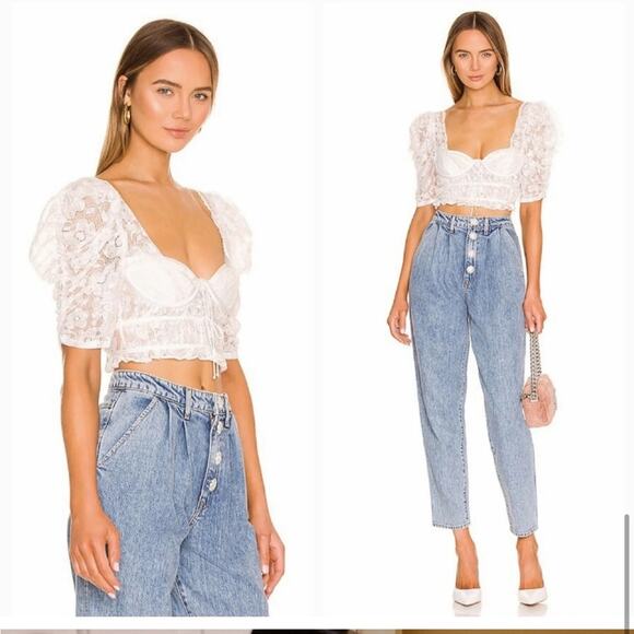 For Love and Lemons Lace Cropped Corset Top - Picture 2 of 12